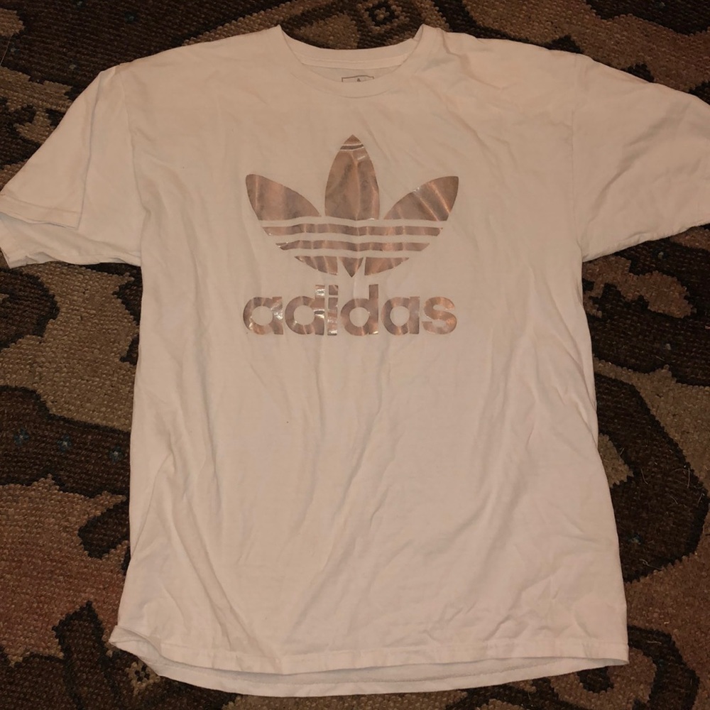 Adidas t shirt gold metallic logo